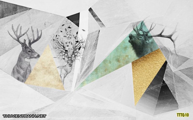 Tranh dán tường 3D trừu tượng- -TTTQ-10 - Tranh tường chất lượng cao